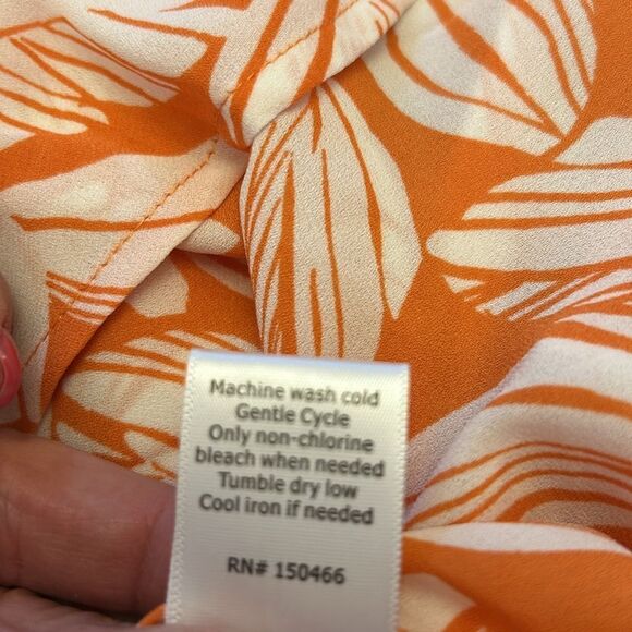 41 Hawthorn orange white leaf pattern sleeveless blouse Size S New - Picture 10 of 10